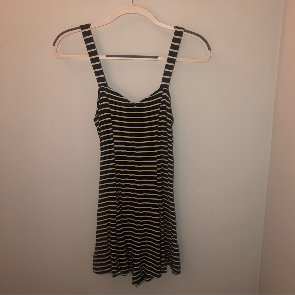 Black and White Striped Romper